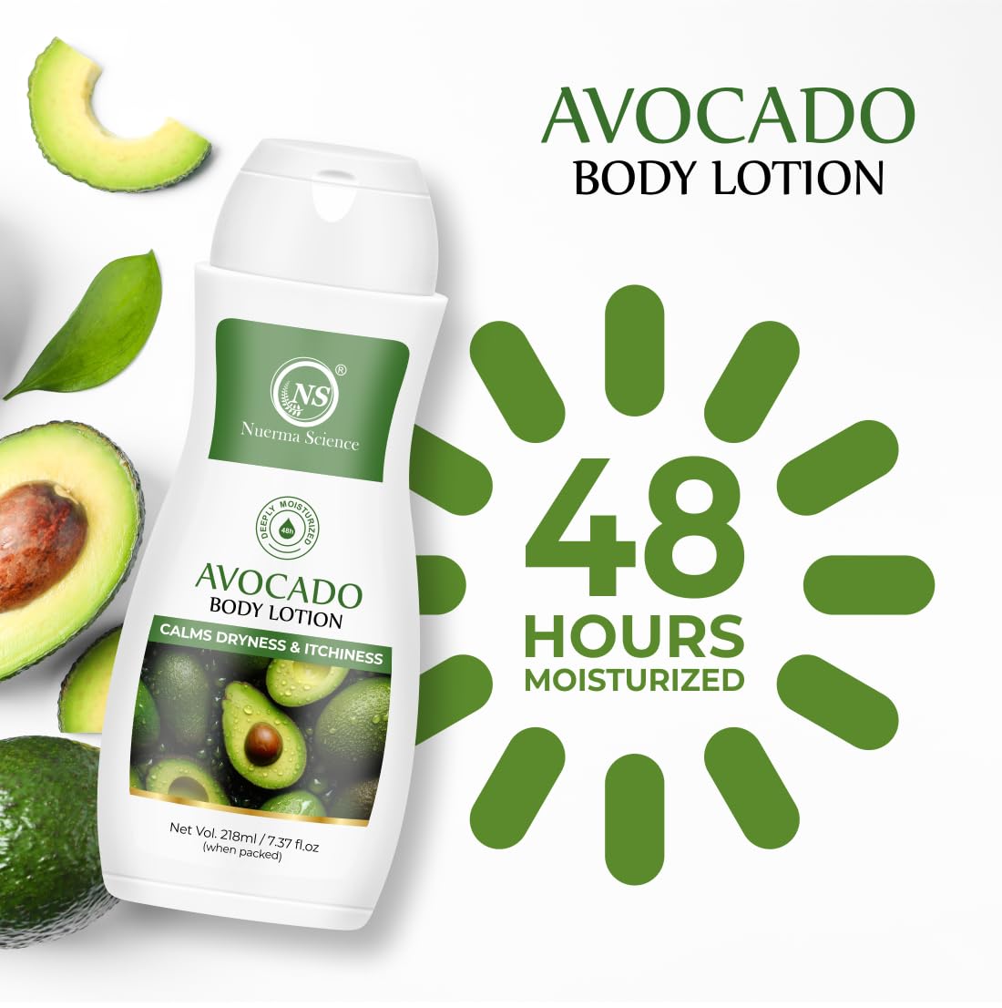 Nuerma Science Avocado Moisturizing Body Lotion for Dry & Sensitive Skin with 24 hr Nourishment | Grocsy