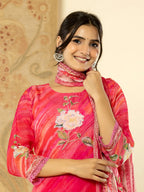 Yufta Oragnza Kurta Dupatta Set With Lining And Intricate Handwork | Grocsy