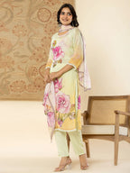 Yufta Pure Oragnza Kurta Set With Pant And Dupatta | Grocsy