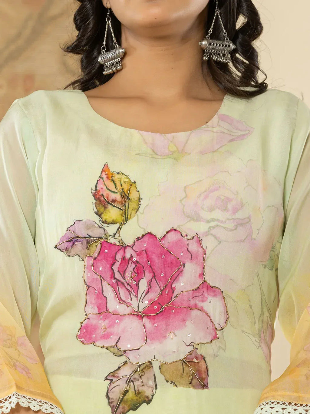 Yufta Pure Oragnza Kurta Set With Pant And Dupatta | Grocsy