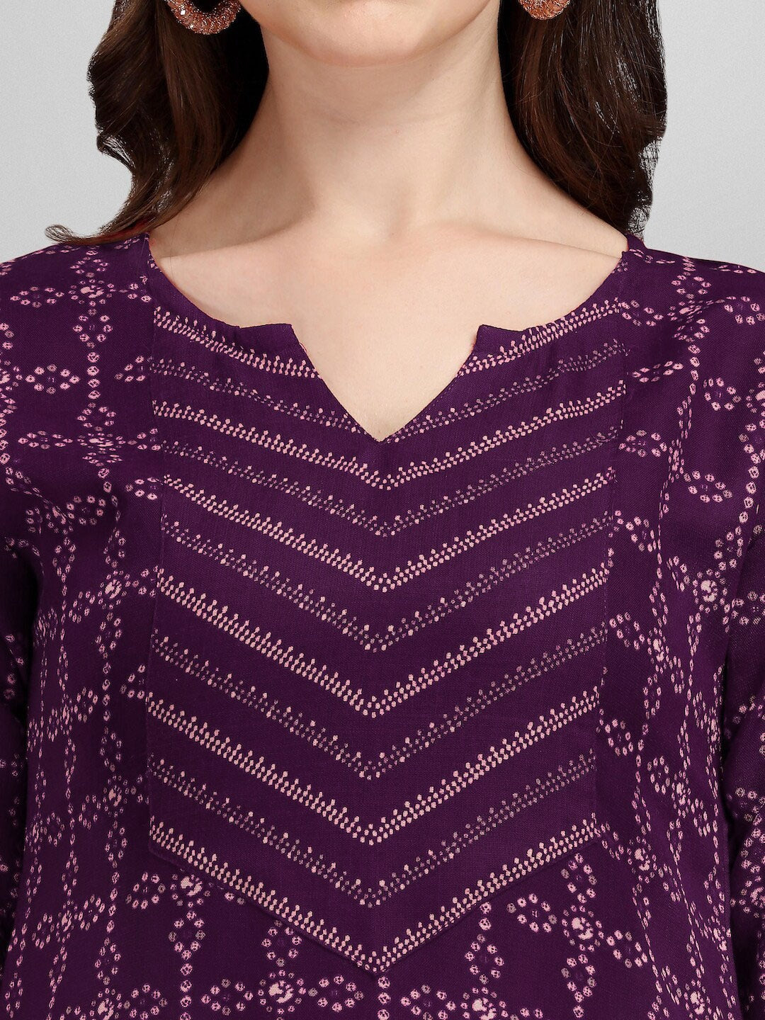 HERE&NOW Purple Ethnic Motifs Printed Pure Cotton Kurta with Trousers & With Dupatta | Grocsy