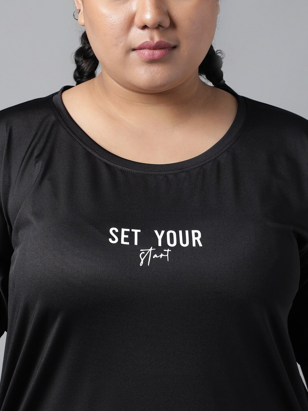 MKH Typography Printed Plus Size Drop Shoulder Sleeves Relaxed Fit Dri-FIT Sports T-shirt | Grocsy