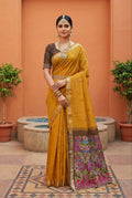 Mameraa Sarees Soft Pure Muga Cotton Saree With Meenakari Weaving Motifs And Contrast Blouse-Rust | Grocsy