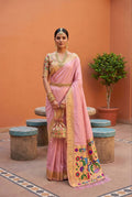 Mameraa Sarees Baby Pink Faux Banarasi Silk Saree With Paithani Rich Weaved Pallu And Blouse-Baby_Pink | Grocsy