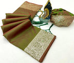 Mameraa Sarees Green Soft Banarasi Silk Fabric Saree With Natural Zari Weaving In Gala Border-Green | Grocsy