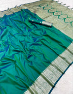Mameraa Sarees Sea Green Soft Banarasi Silk Fabric Saree With Natural Zari Weaving In Gala Border-Sea_Green | Grocsy