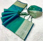 Mameraa Sarees Sea Green Soft Banarasi Silk Fabric Saree With Natural Zari Weaving In Gala Border-Sea_Green | Grocsy