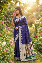 Mameraa Sarees Violet Faux Banarasi Silk Saree With Paithani Rich Weaved Pallu And Blouse-Violet | Grocsy