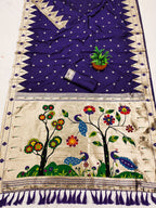 Mameraa Sarees Violet Faux Banarasi Silk Saree With Paithani Rich Weaved Pallu And Blouse-Violet | Grocsy