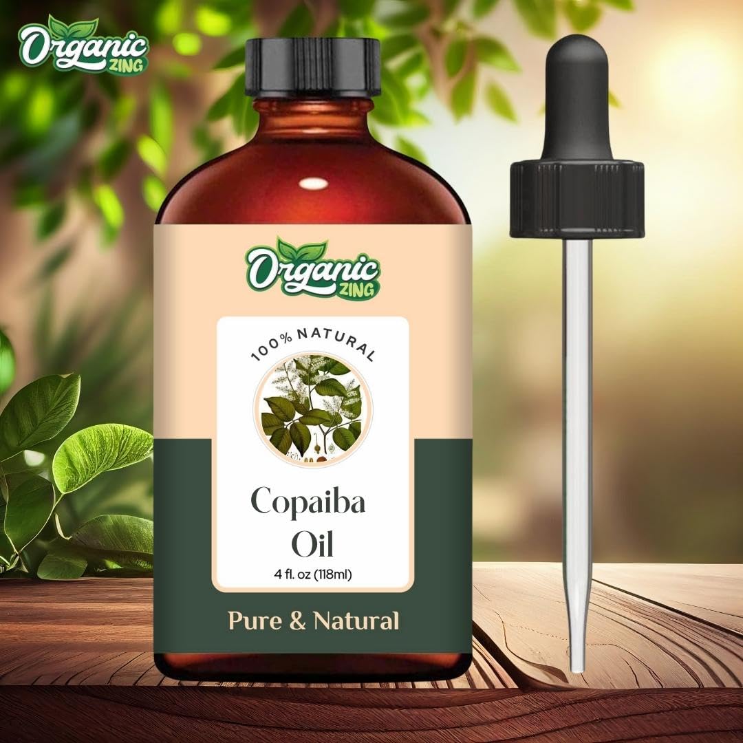 Organic Zing Copaiba (Copaifera officinalis) Oil | Pure & Natural Essential Oil for Skincare, Aroma and Diffusers | Grocsy