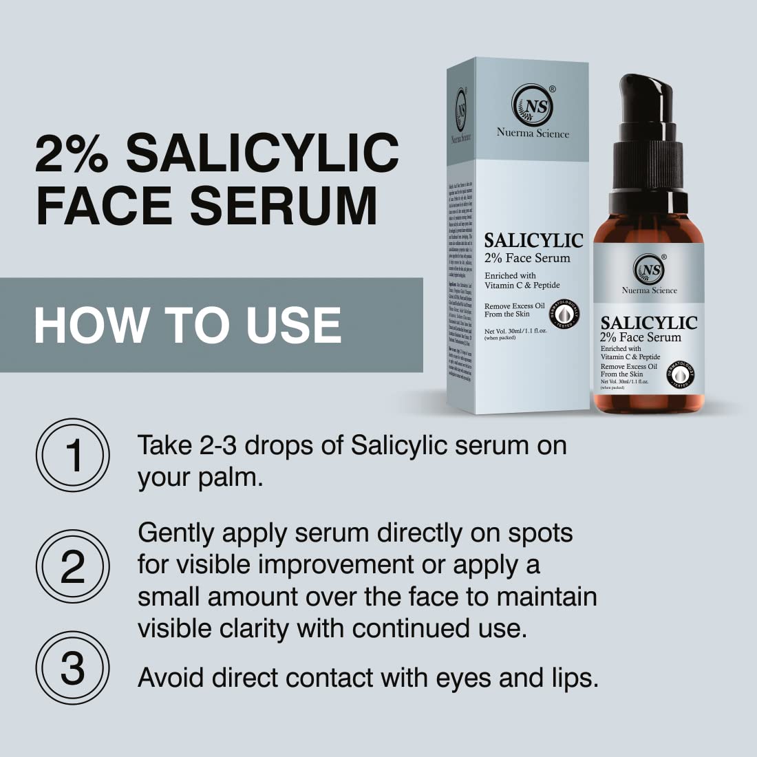 Nuerma Science Salicylic Acid Face Serum | Clear, Radiant Skin | Grocsy