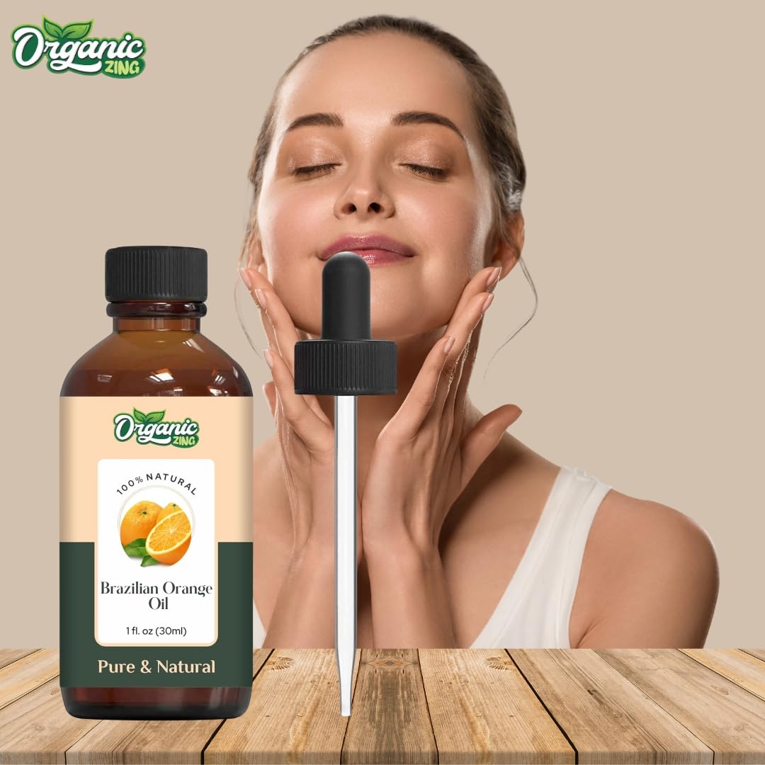 Organic Zing Brazilian Orange (Citrus sinensis) Oil | Pure & Natural Essential Oil for Skin Care, Aroma & Diffuser | Grocsy