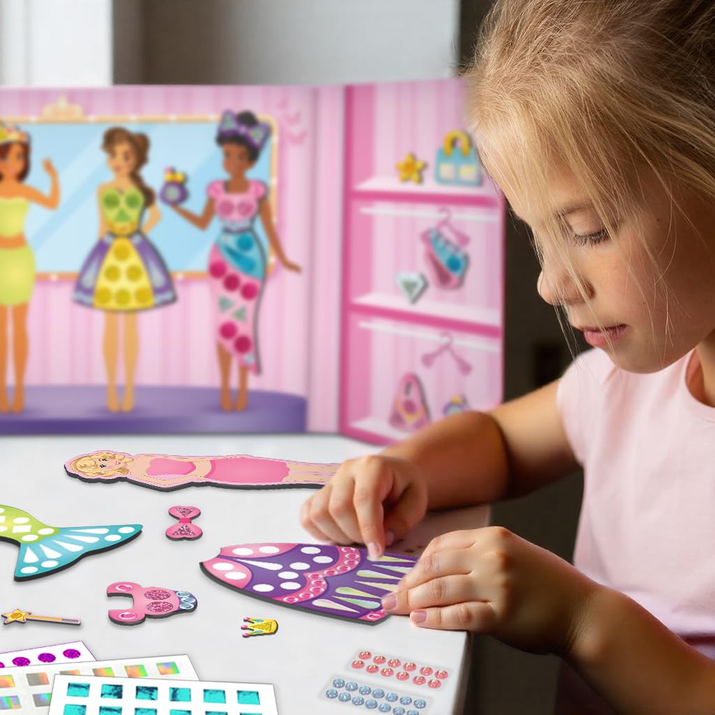 Imagimake DIY Magnetic Dress-Up Princess |Pretend Play Magnetic Toys for Kids | 30 Magnetic Dresses & Accessories | Interchange & Create Unlimited Outfits | Birthday Gift for 3,4,5,6,7,8 Year Old Girl | Grocsy