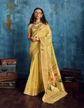 Monjolika Fashion Mustard Paithani Tissue Handloom Weaving Saree | Grocsy