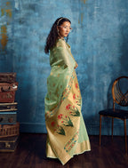 Monjolika Fashion Pastel Green Paithani Tissue Handloom Weaving Saree | Grocsy
