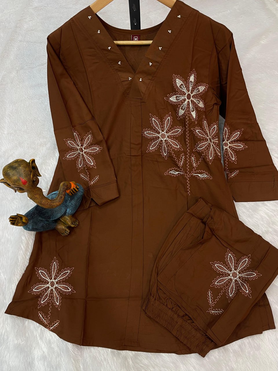 Pramukh Fab Brown Color Rayon Co-ords Set | Grocsy