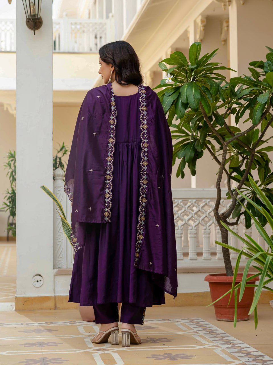Pramukh Fab Purple Color Roman Silk Kurta Set | Grocsy