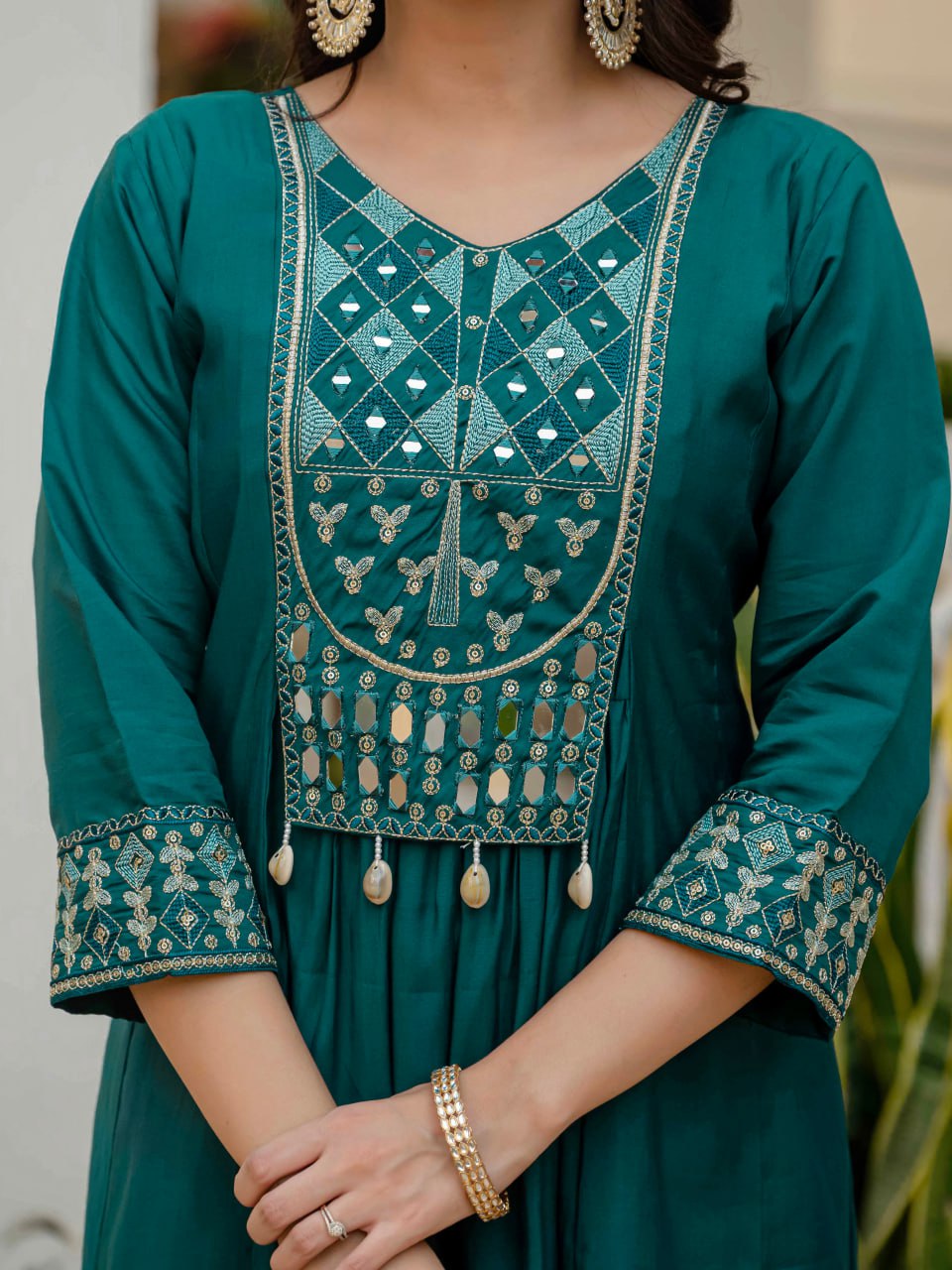 Pramukh Fab Firoji Color Roman Silk Kurta Set | Grocsy