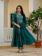 Pramukh Fab Firoji Color Roman Silk Kurta Set | Grocsy