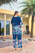 Pramukh Fab Teal Color Cotton Co-ord Set | Grocsy