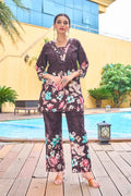 Pramukh Fab Dark Brown Color Cotton Co-ord Set | Grocsy