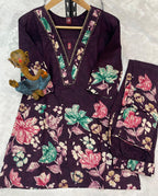 Pramukh Fab Purple Color Cotton Co-ord Set | Grocsy
