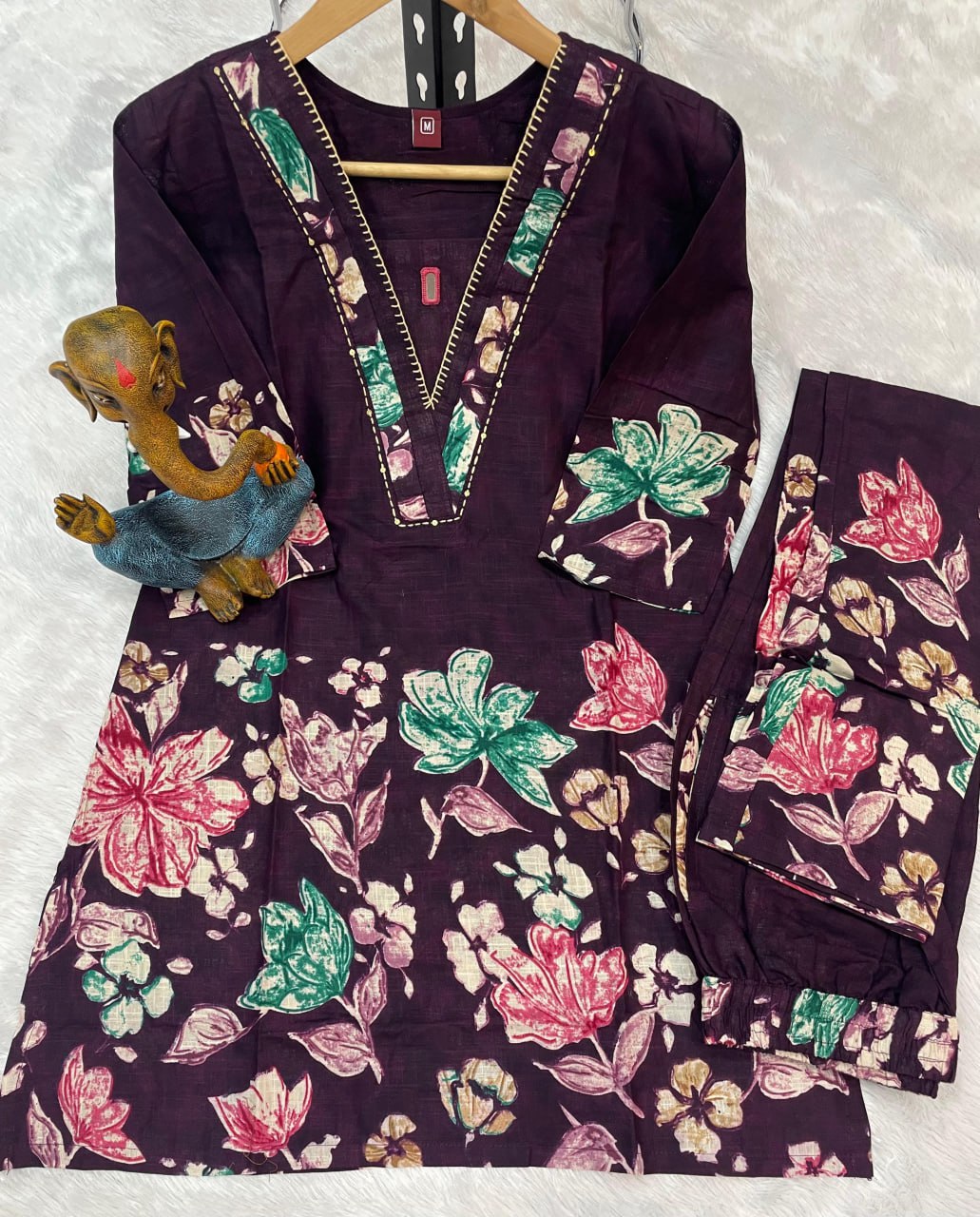 Pramukh Fab Purple Color Cotton Co-ord Set | Grocsy