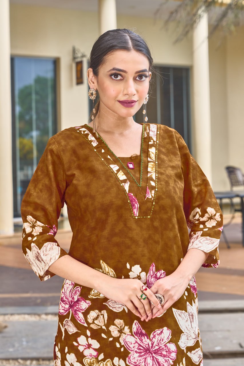 Pramukh Fab Mustard Color Cotton Co-ord Set | Grocsy