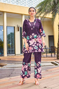 Pramukh Fab Purple Color Cotton Co-ord Set | Grocsy