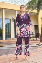 Pramukh Fab Purple Color Cotton Co-ord Set | Grocsy