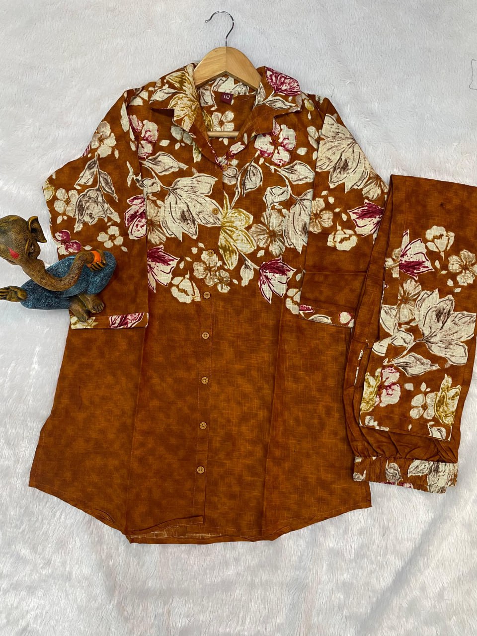 Pramukh Fab Mustard Color Cotton Co-ord Set | Grocsy