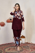 Pramukh Fab Maroon Color Cotton Co-ord Set | Grocsy