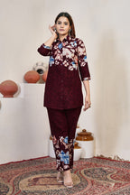 Pramukh Fab Maroon Color Cotton Co-ord Set | Grocsy