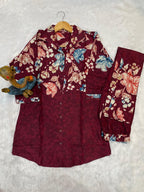 Pramukh Fab Maroon Color Cotton Co-ord Set | Grocsy