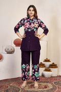 Pramukh Fab Purple Color Cotton Co-ord Set | Grocsy