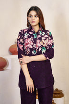 Pramukh Fab Purple Color Cotton Co-ord Set | Grocsy