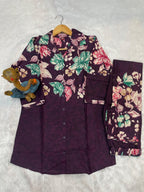 Pramukh Fab Purple Color Cotton Co-ord Set | Grocsy