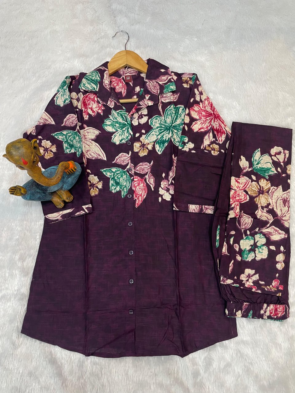 Pramukh Fab Purple Color Cotton Co-ord Set | Grocsy