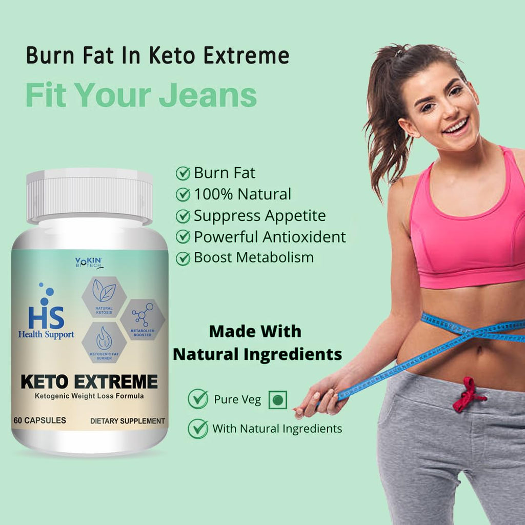 Vokin Biotech Keto Extreme Ketogenic Weight Loss Formula with Garcinia Cambogia Extract Fat Burner | Metabolism Booster | Grocsy