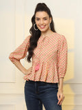 Yufta Cotton Yellow And Pink Floral Tie Up Top | Grocsy