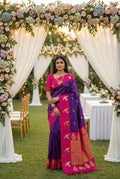 Mameraa Sarees Purple Soft Silk Blend Saree With Zari Weaving Meenakari Design-Purple | Grocsy
