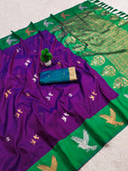 Mameraa Sarees Wne Soft Silk Blend Saree With Zari Weaving Meenakari Design-Wine | Grocsy