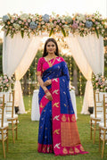 Mameraa Sarees Violet Soft Silk Blend Saree With Zari Weaving Meenakari Design-Violet | Grocsy