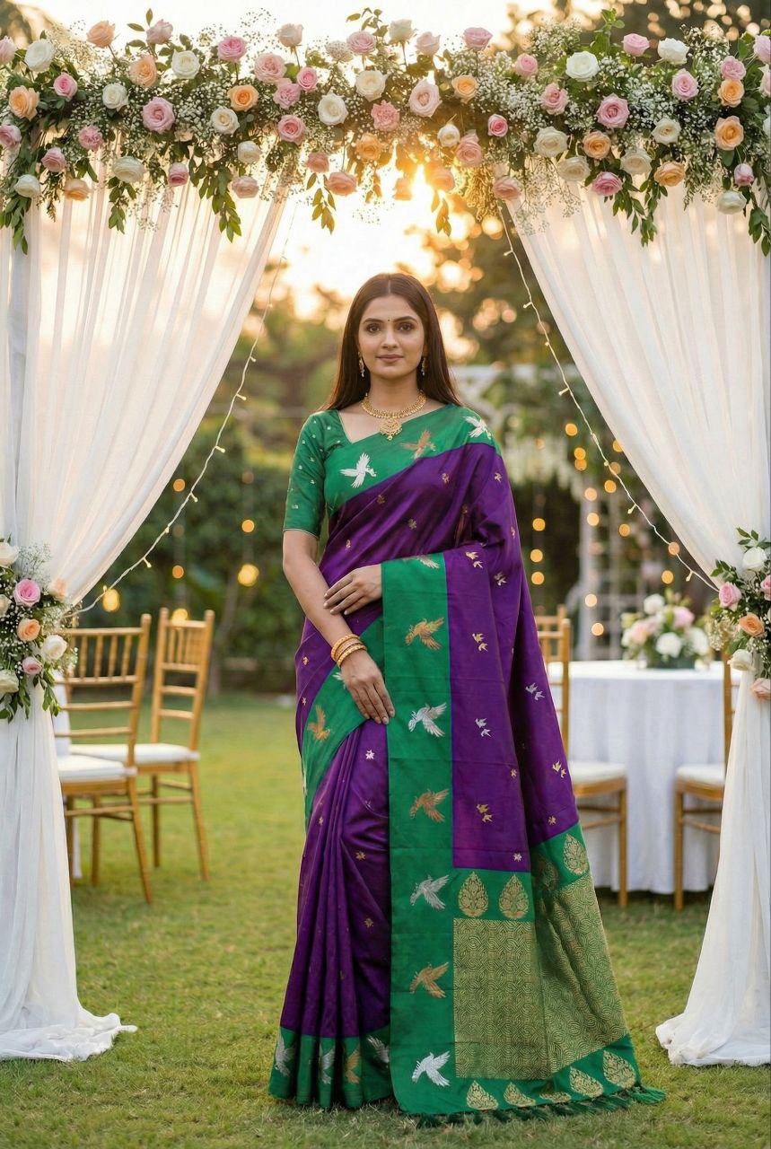 Mameraa Sarees Wne Soft Silk Blend Saree With Zari Weaving Meenakari Design-Wine | Grocsy