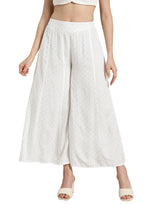 Juniper Women's Off-White Polka Dot Printed Rayon Flared Palazzo | Grocsy