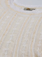 ADA Women Beige Ethnic Motifs Plus Size Chikankari Georgette Anarkali Kurta | Grocsy