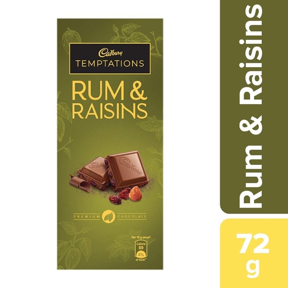 Cadbury Temptation Rum and Raisin Chocolate, 70 g | Grocsy