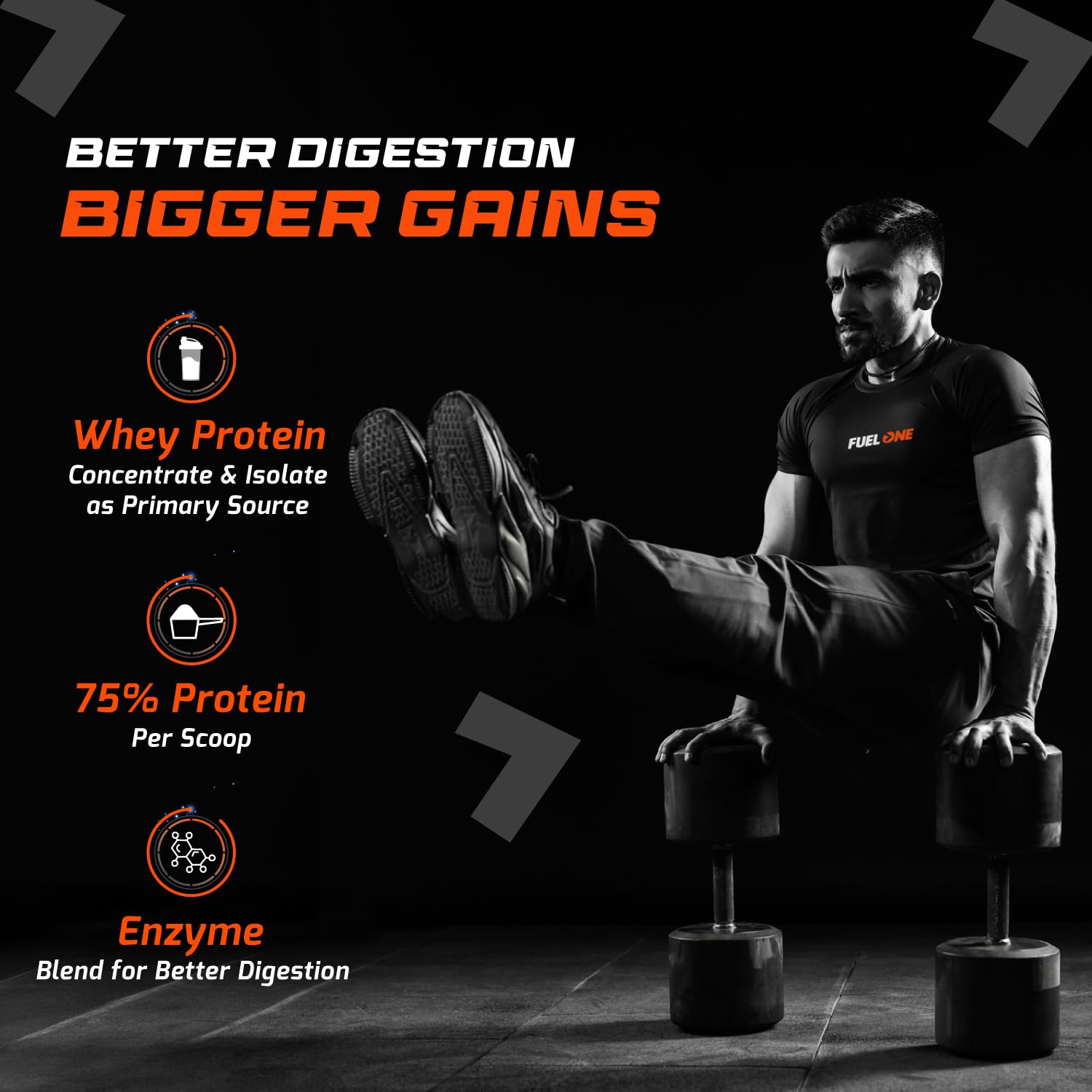 FUELONE Whey Max - Chocolate and Creatine Monohydrate Combo | Grocsy