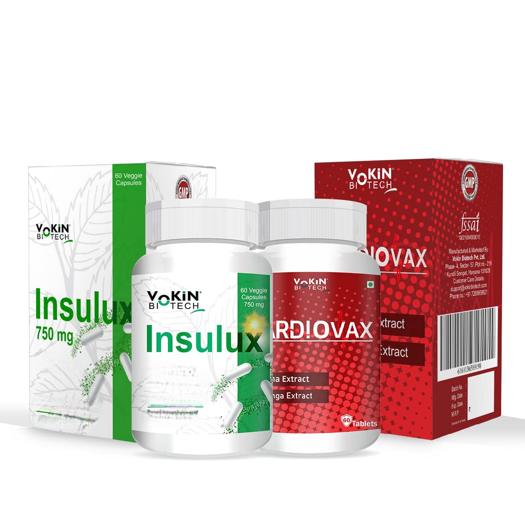 Vokin Biotech Herbal Insulux and Cardiovax Capsules Combo | Grocsy