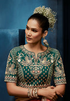 Monjolika Fashion Rust Fancy Fabric Embroidered Saree With Stitched Blouse | Grocsy